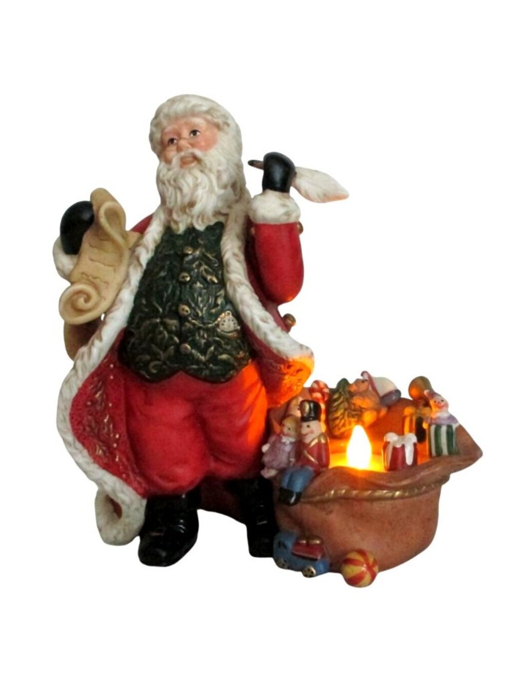 PartyLite Santa Claus Checking His List Figurine Tealight Candleholder